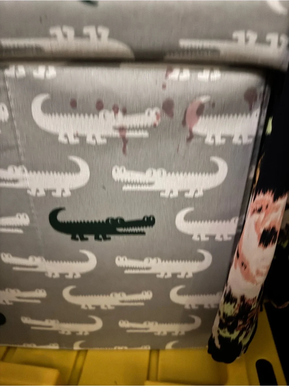 Target Grey Crocodile Print Blanket and 2 Storage Ottoman with Green Accents